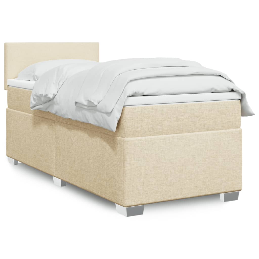 Kontinentalseng 90x190 cm med madras og topmadras - cremefarvet