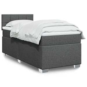 Box spring postel s matrací tmavě šedá 90x190 cm textil - obrázek 1
