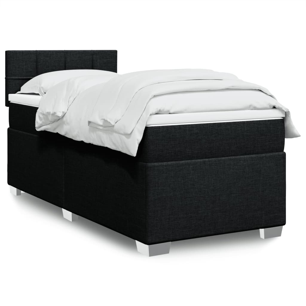 Kontinentalseng Med Madras Stof Sort - Blok med firkanter / 90 x 190 cm