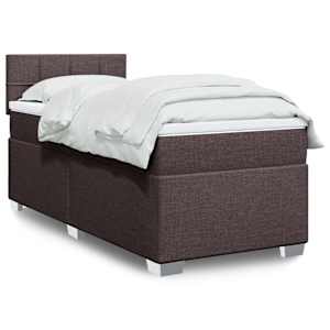 Box spring postelja z vzmetnico temno rjav 90x190 cm blago