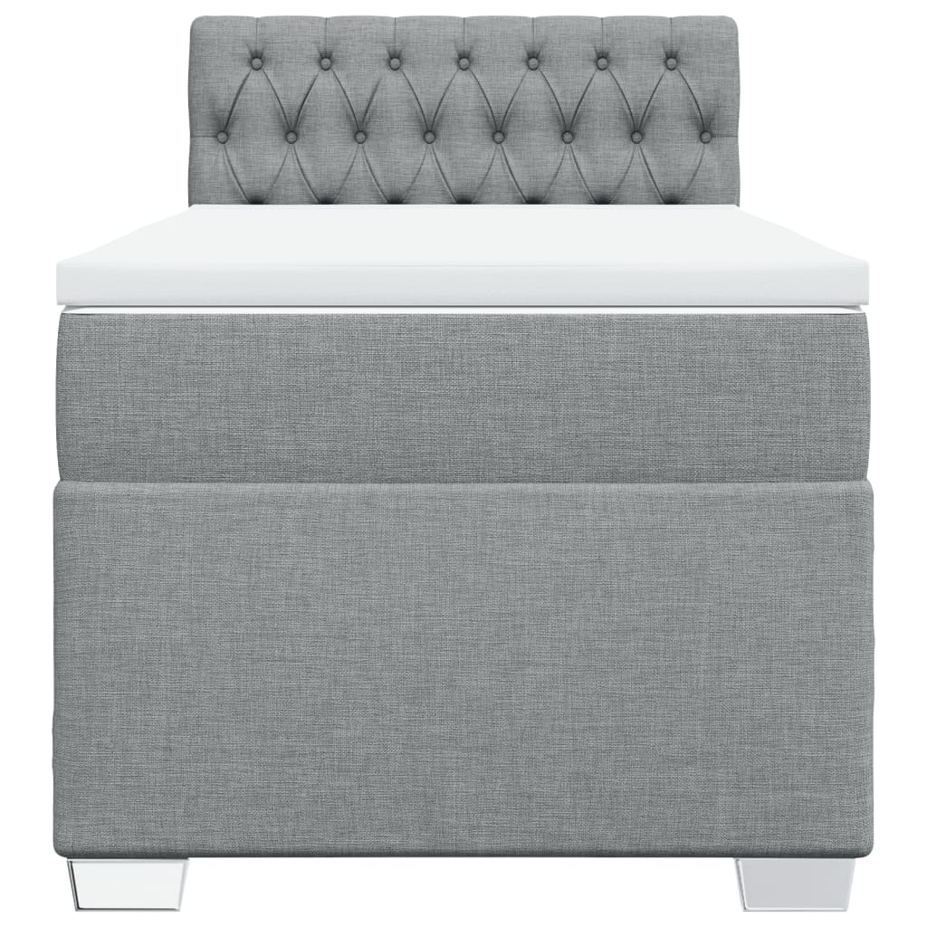 vidaXL Boxspring met matras stof lichtgrijs 90x190 cm grijs, foto 4