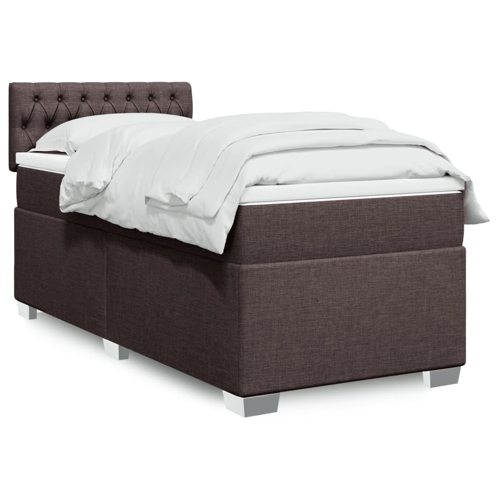 VIDAXL - vidaXL Cama com molas/colchão 90x190 cm tecido castanho-escuro vidaXL Cama com molas/colchão 90x190 cm tecido castanho-escuro