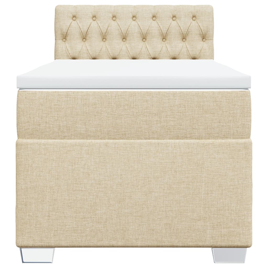 vidaXL Boxspring met matras stof crèmekleurig 90x190 cm, foto 4