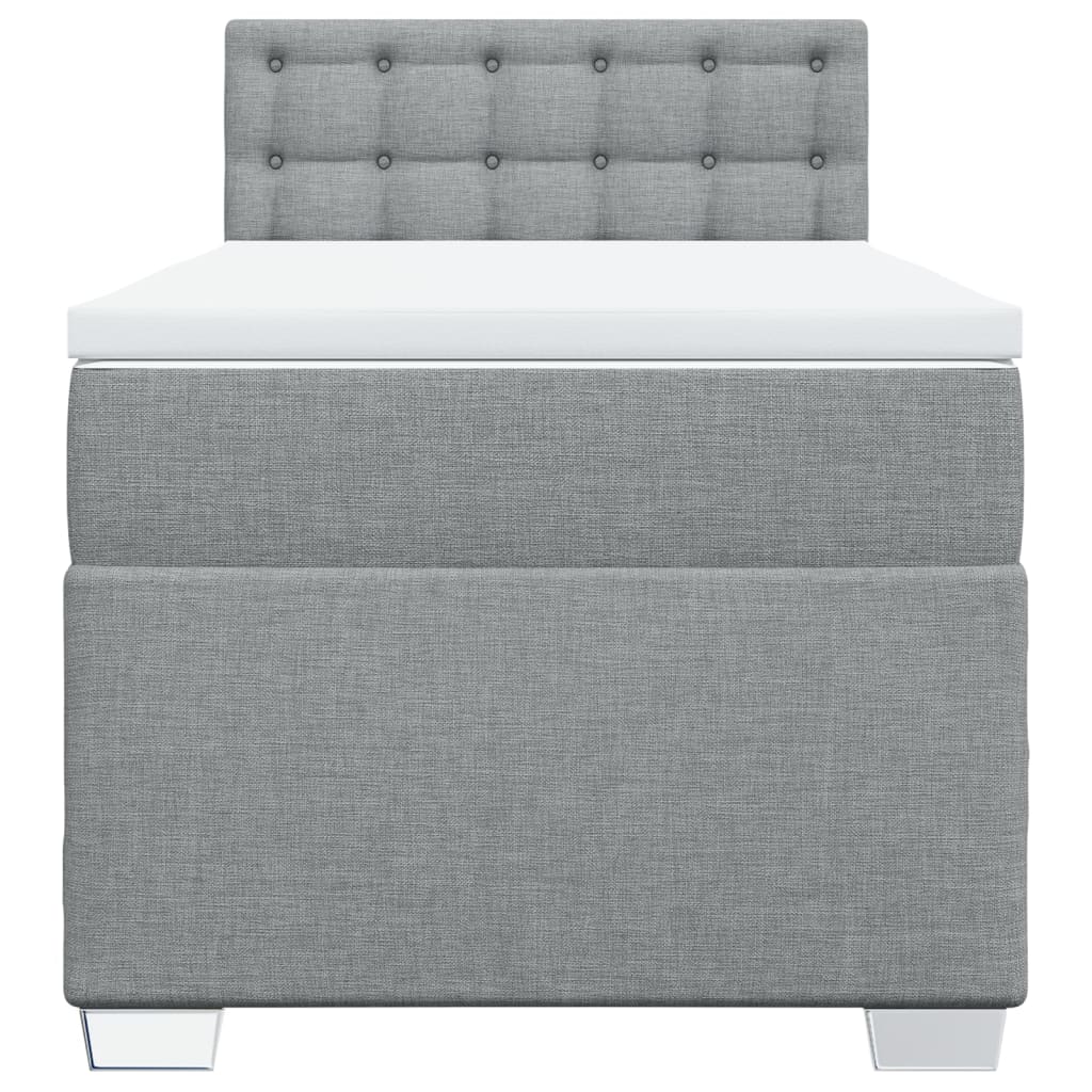 vidaXL Boxspring met matras stof lichtgrijs 90x190 cm grijs, foto 4