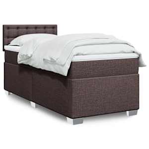 Box spring postelja z vzmetnico temno rjav 90x190 cm blago