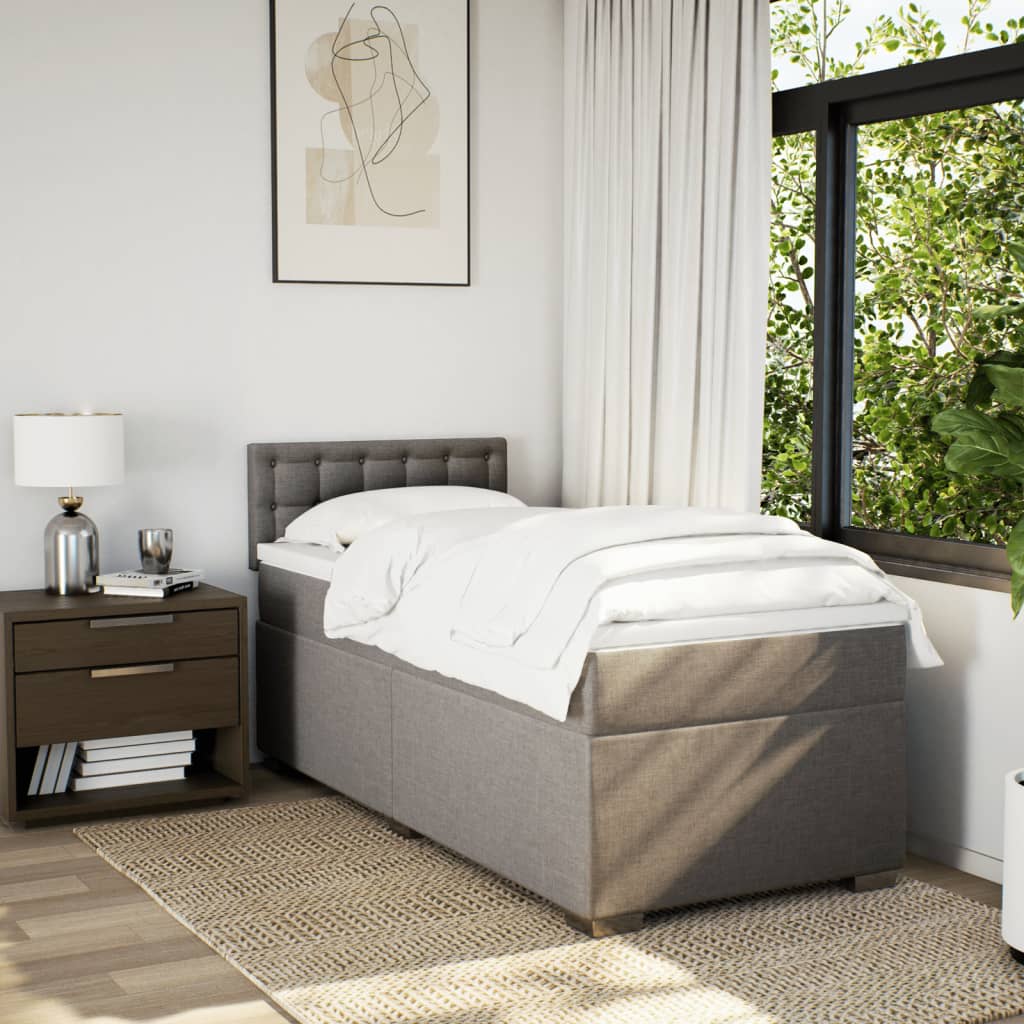 vidaXL Boxspring met matras stof taupe 90x190 cm afbeelding