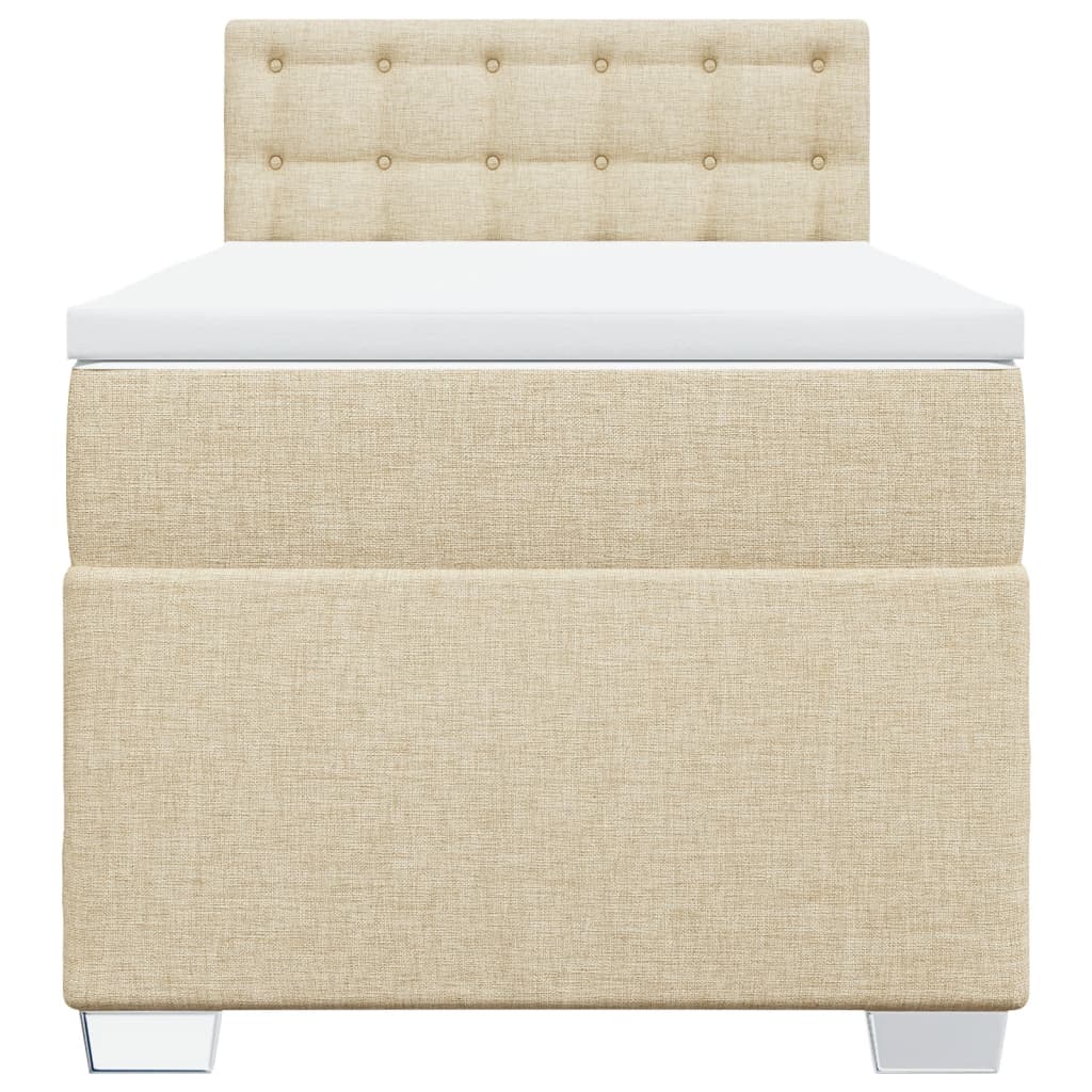 vidaXL Boxspring met matras stof crèmekleurig 90x190 cm, foto 4