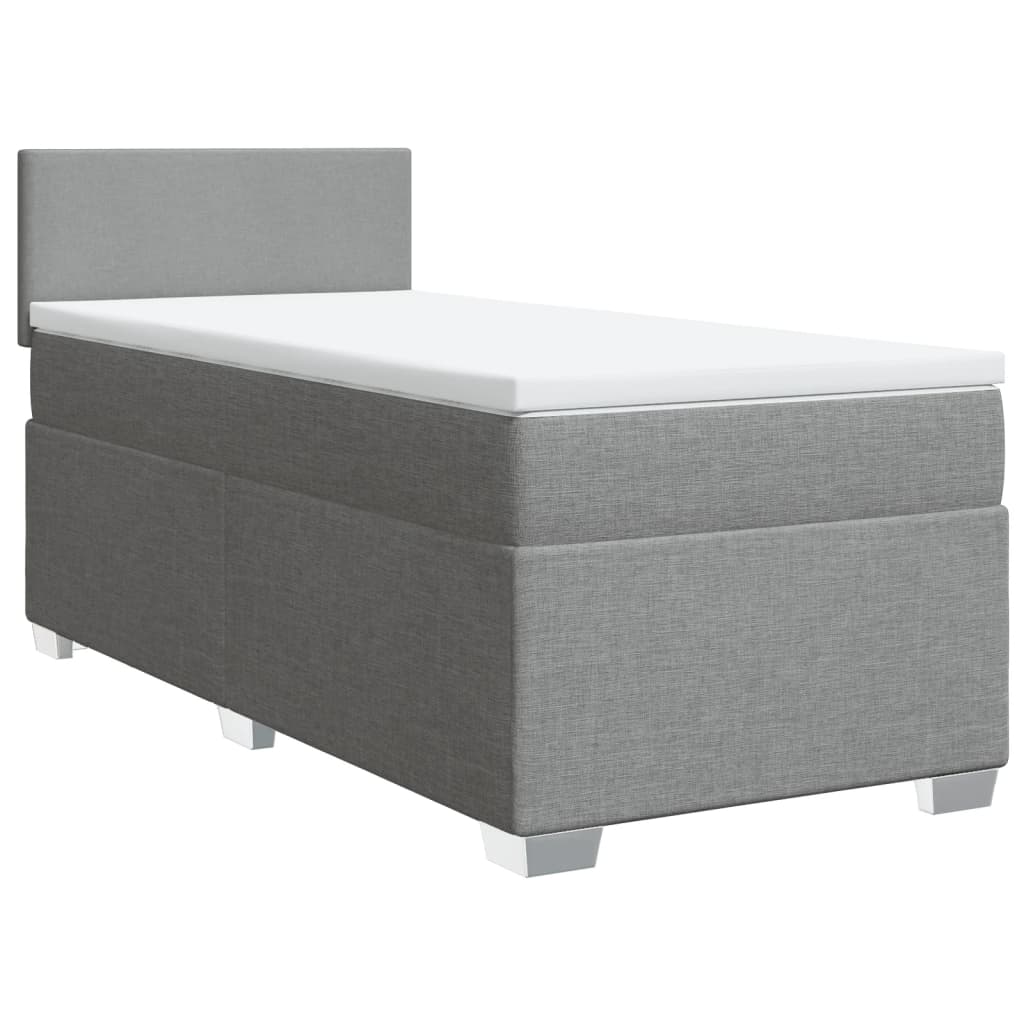 vidaXL Boxspring met matras stof lichtgrijs 90x200 cm grijs, foto 3
