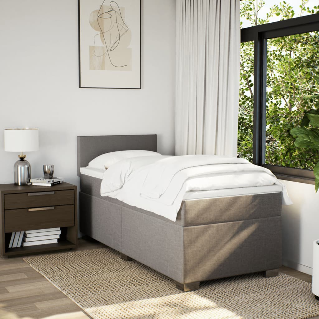 vidaXL Boxspring met matras stof taupe 90x200 cm afbeelding
