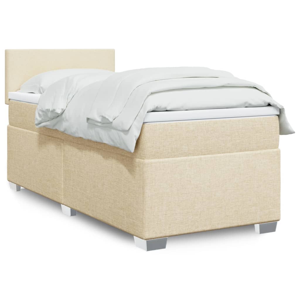 Boxspringbett mit Matratze Creme 90×200 cm Stoff