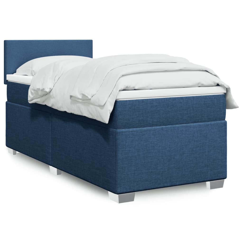 Boxspringbett mit Matratze Blau 90×200 cm Stoff