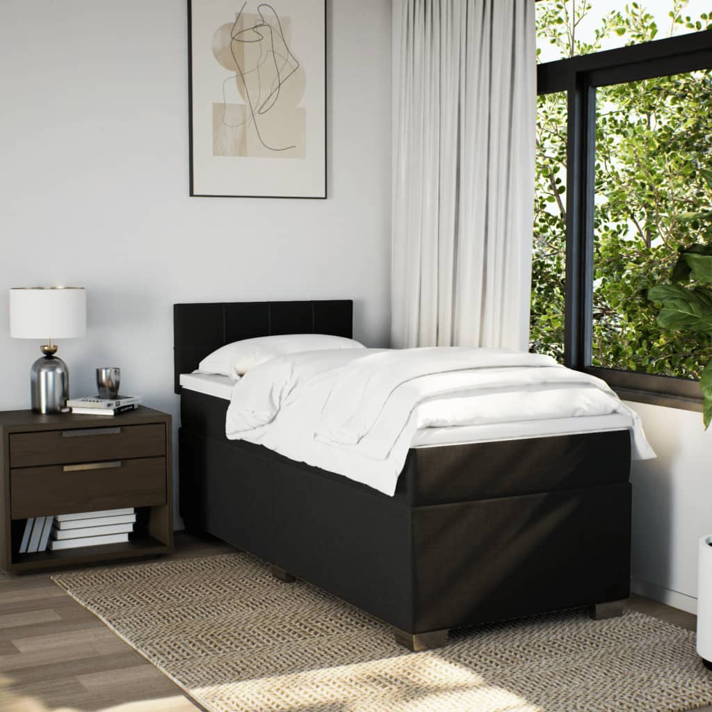 vidaXL Boxspring met matras stof zwart 90x200 cm afbeelding
