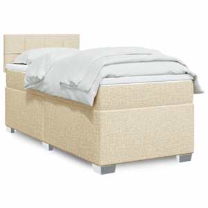 Box spring postelja z vzmetnico krem 90x200 cm blago