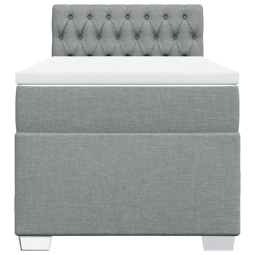 vidaXL Boxspring met matras stof lichtgrijs 90x200 cm grijs, foto 4