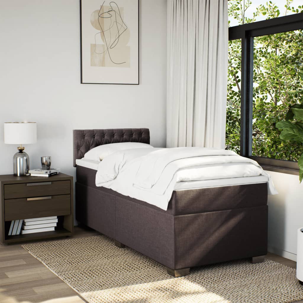 vidaXL Boxspring met matras stof donkerbruin 90x200 cm bruin, foto 2