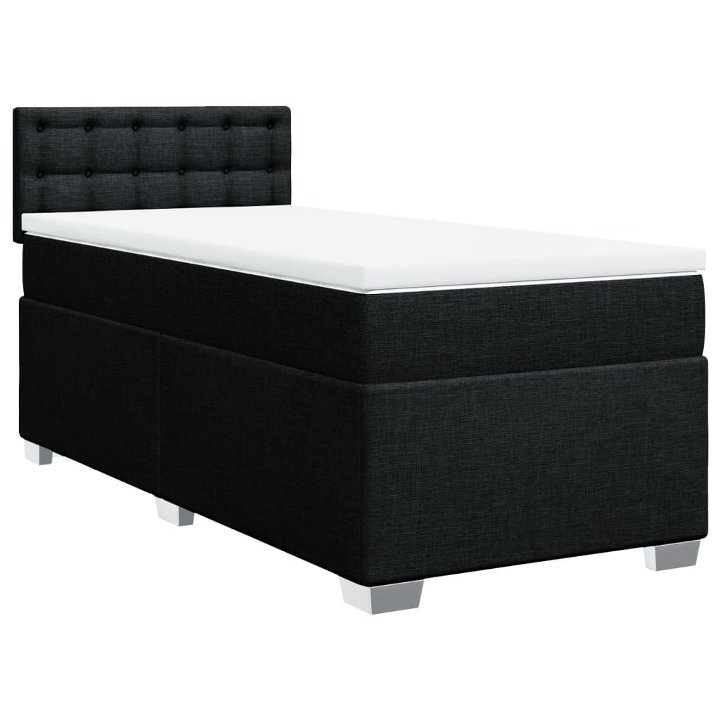 vidaXL Pat box spring cu saltea, negru, 90x200 cm, textil