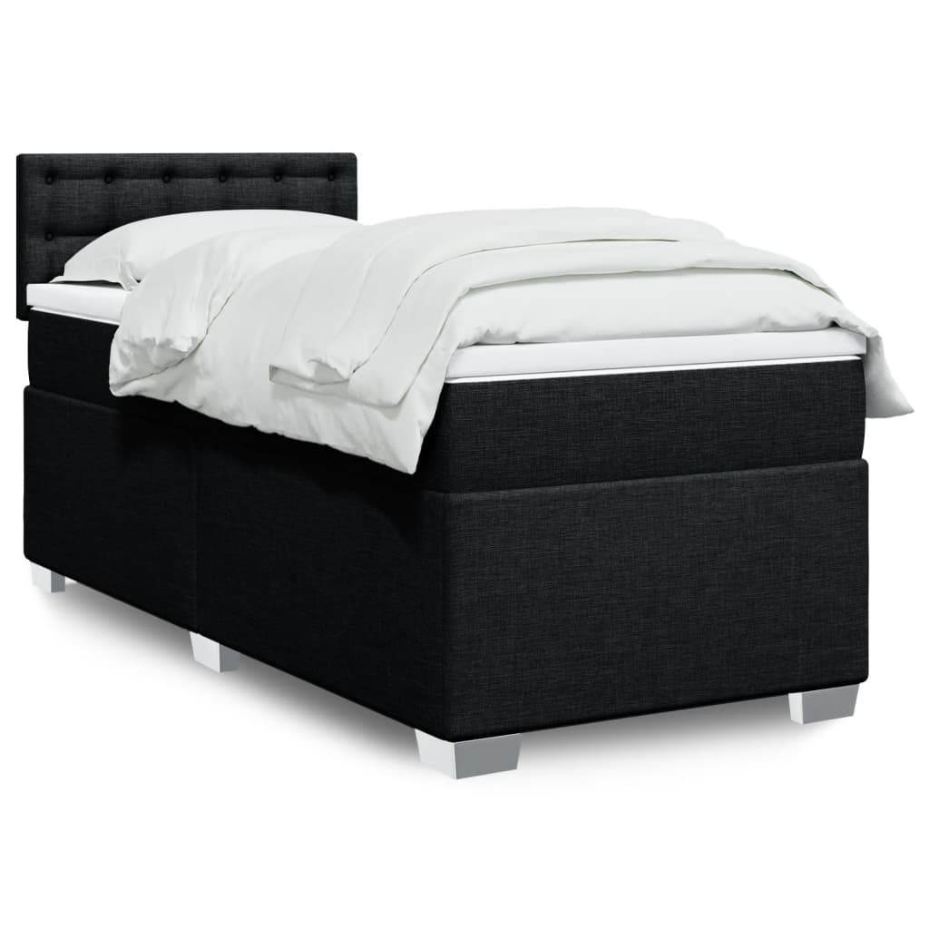 Kontinentalseng Med Madras Stof Sort - knapper / 90 x 200 cm