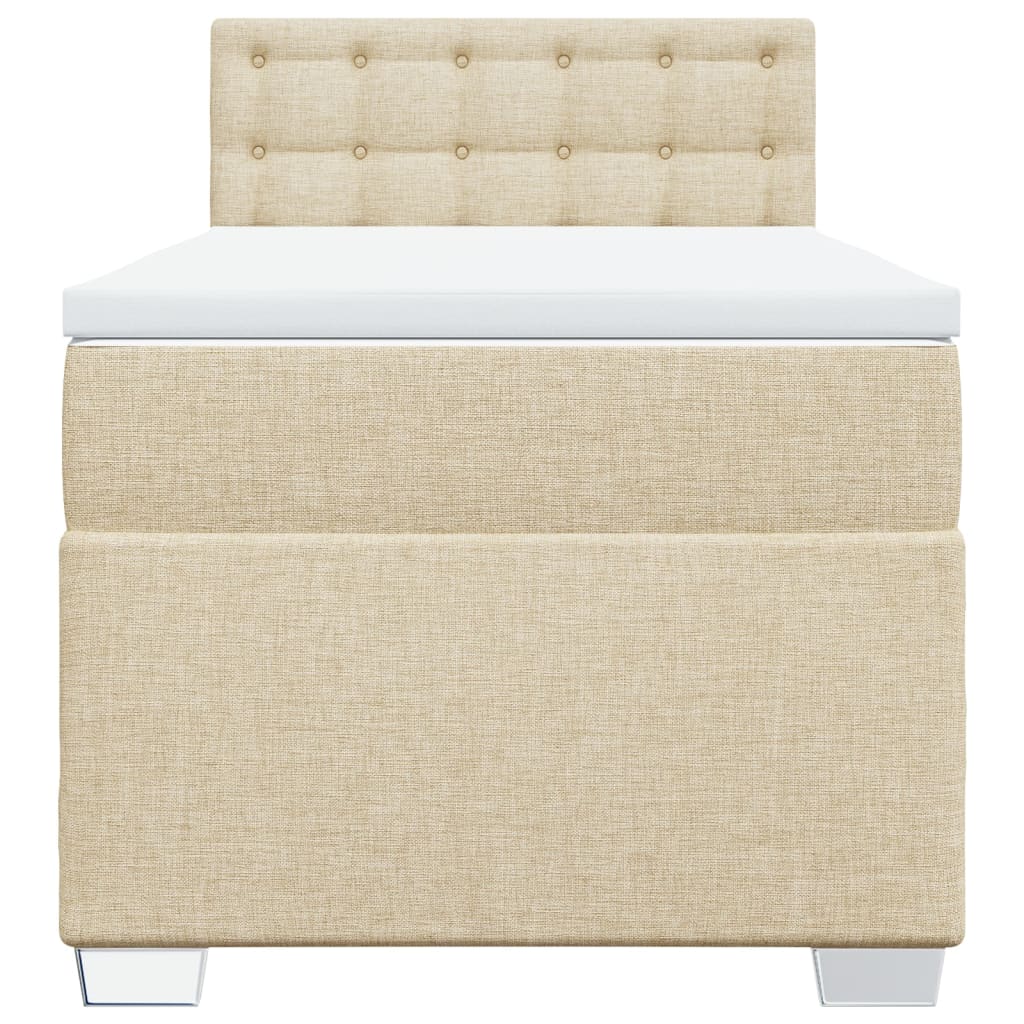 vidaXL Boxspring met matras stof crèmekleurig 90x200 cm, foto 4