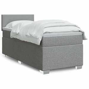 Box spring postel s matrací světle šedý 100 x 200 cm textil - obrázek 1