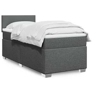 Box spring postel s matrací tmavě šedá 100 x 200 cm textil - obrázek 1