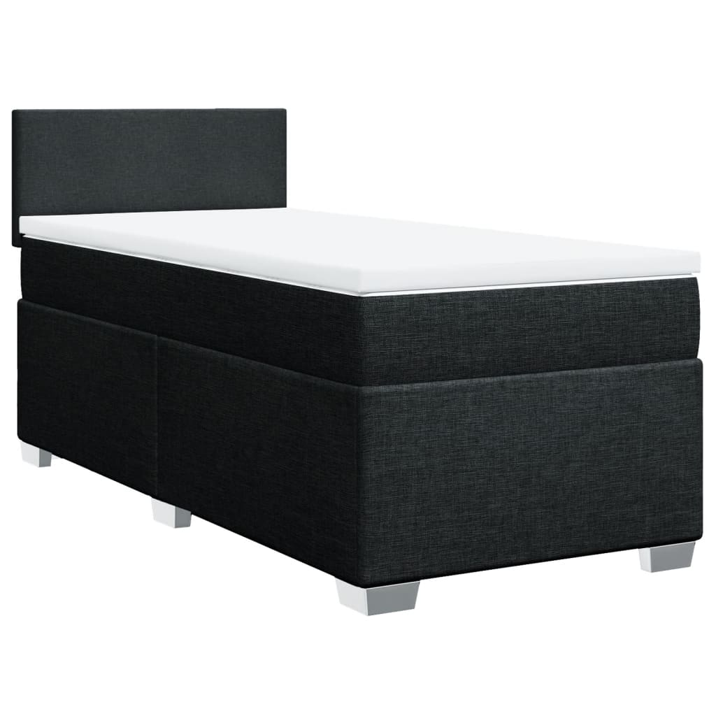 vidaXL Pat box spring cu saltea, negru, 100x200 cm, textil