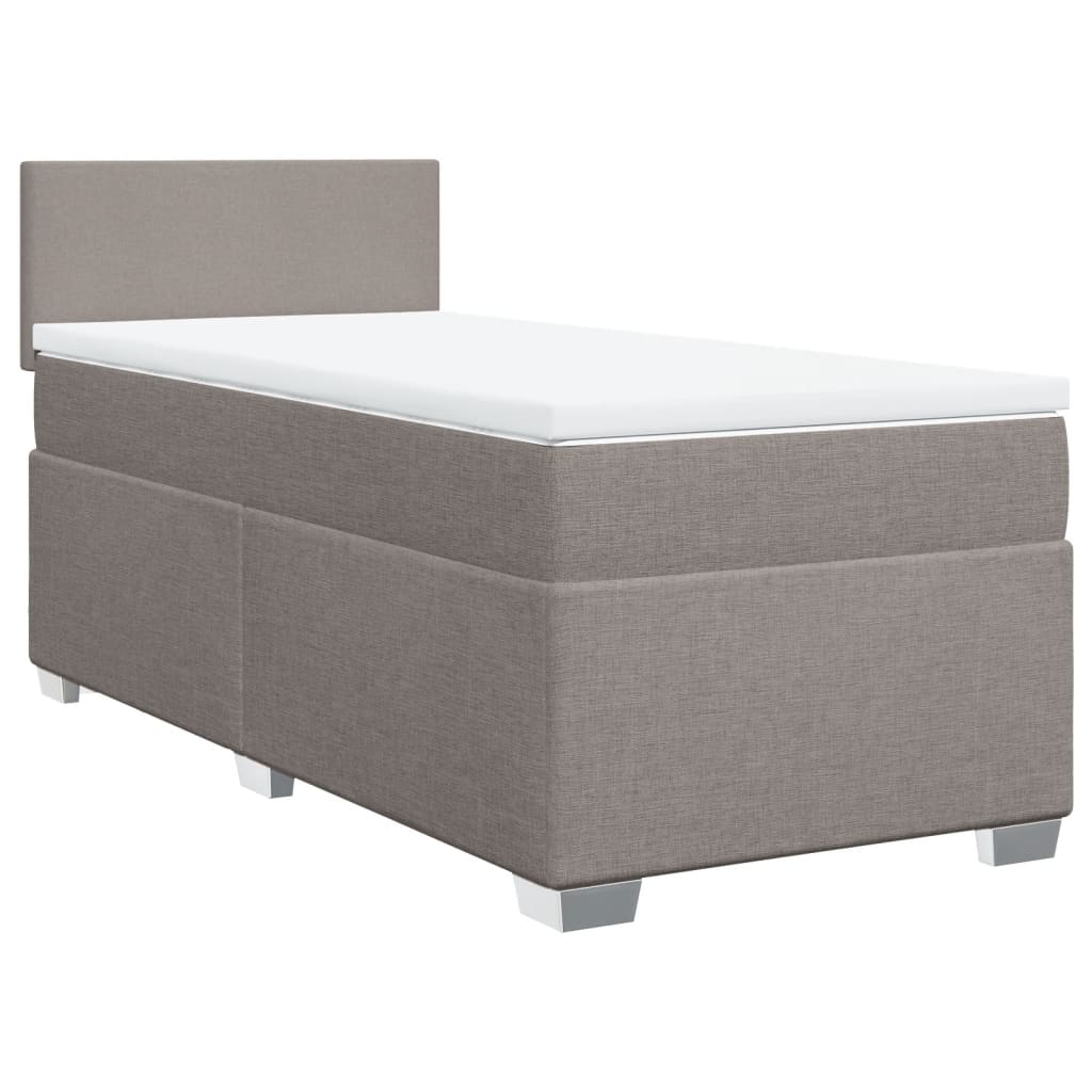 vidaXL Box spring postelja z vzmetnico taupe 100x200 cm blago