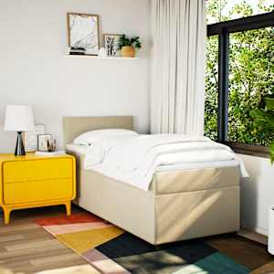 vidaXL Κρεβάτι Boxspring με Στρώμα Κρεμ 100 x 200 εκ. Υφασμάτινο