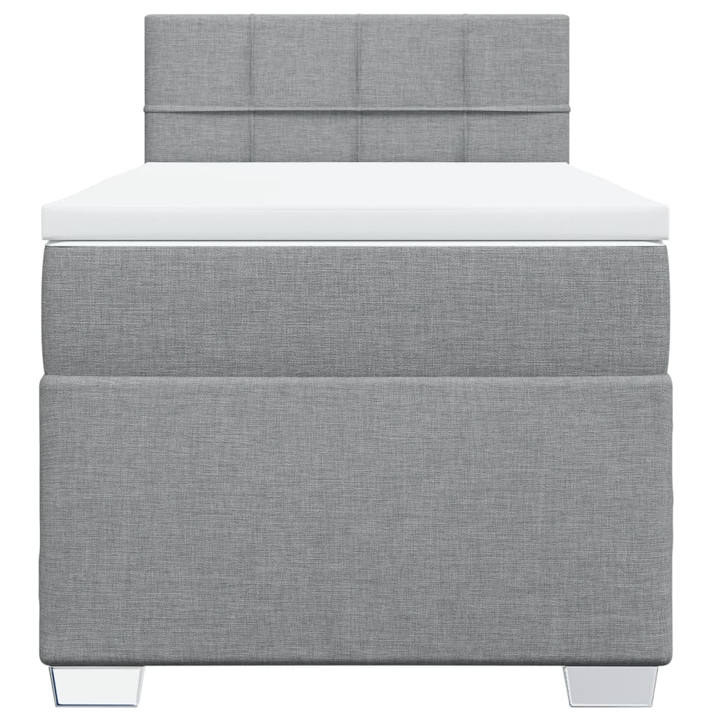 vidaXL Boxspring met matras stof lichtgrijs 100x200 cm grijs, foto 4