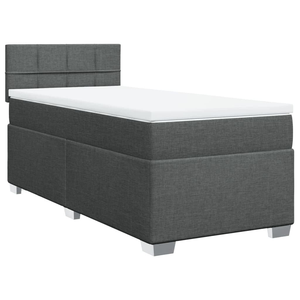 vidaXL Boxspring met matras stof donkergrijs 100x200 cm grijs, foto 3