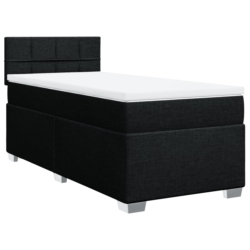 vidaXL Pat box spring cu saltea, negru, 100x200 cm, textil