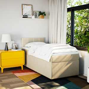vidaXL Κρεβάτι Boxspring με Στρώμα Κρεμ 100 x 200 εκ. Υφασμάτινο