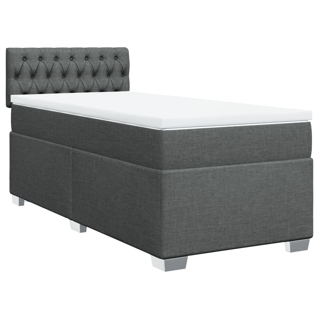 vidaXL Boxspring met matras stof donkergrijs 100x200 cm grijs, foto 3