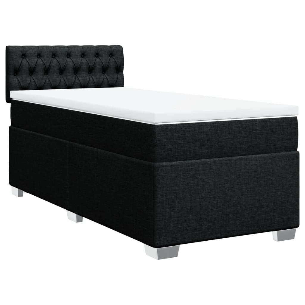 vidaXL Pat box spring cu saltea, negru, 100x200 cm, textil