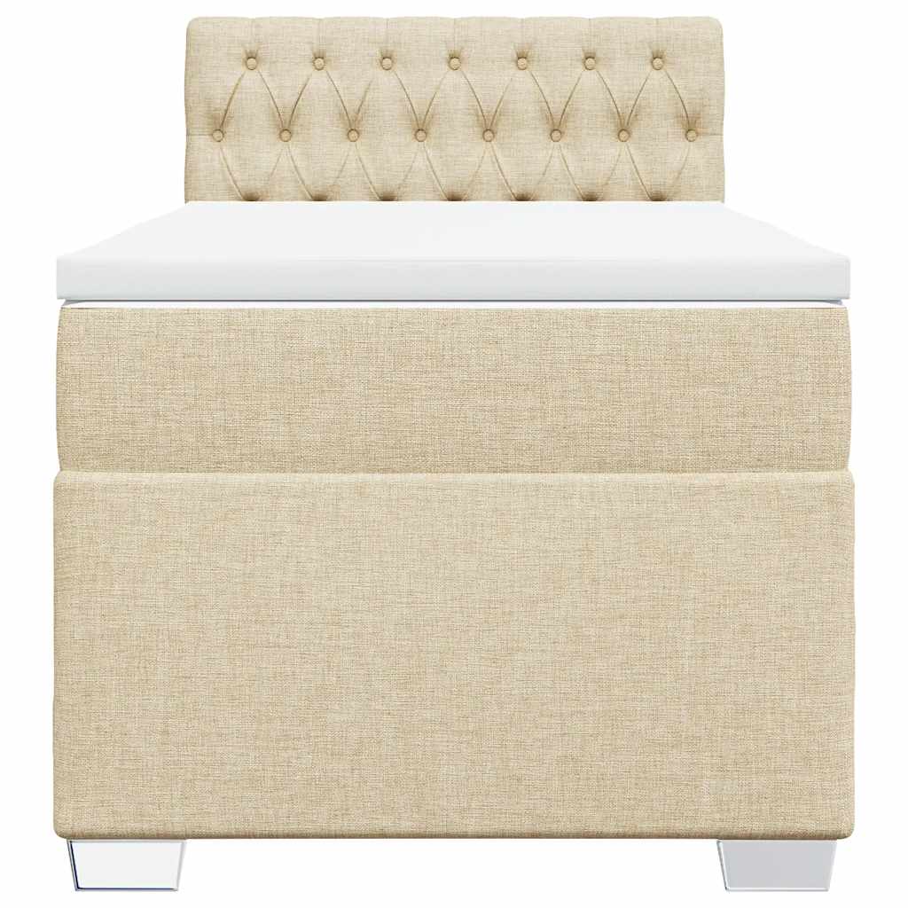 vidaXL Boxspring met matras stof crèmekleurig 100x200 cm, foto 4