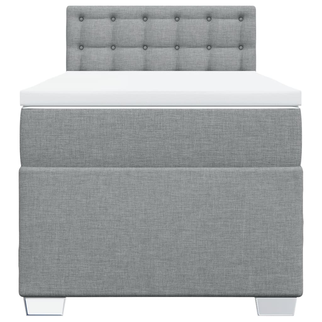vidaXL Boxspring met matras stof lichtgrijs 100x200 cm grijs, foto 4