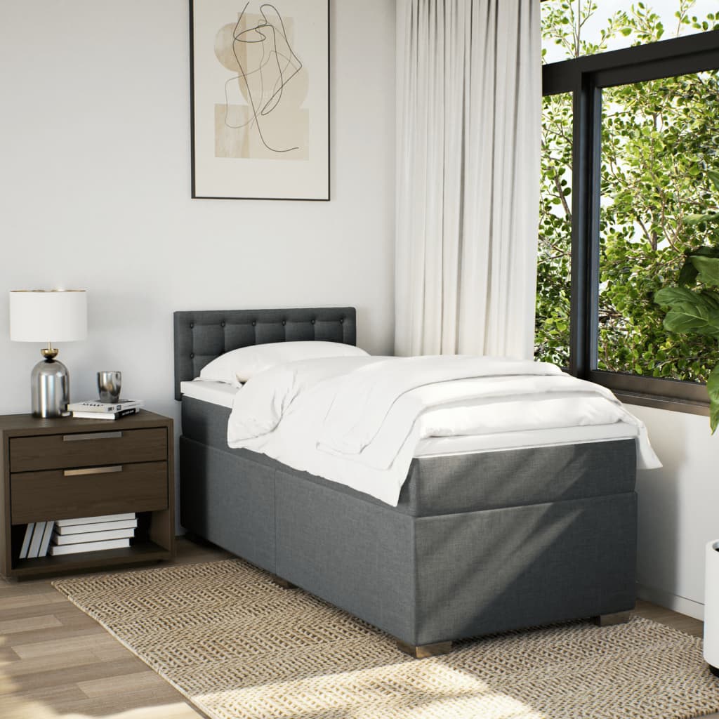 vidaXL Boxspring met matras stof donkergrijs 100x200 cm grijs, foto 2