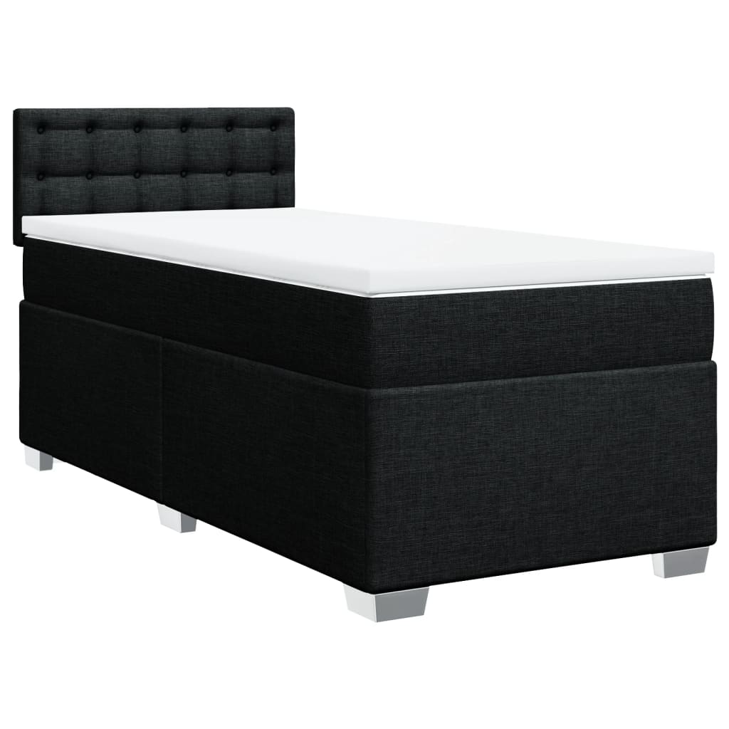 vidaXL Pat box spring cu saltea, negru, 100x200 cm, textil