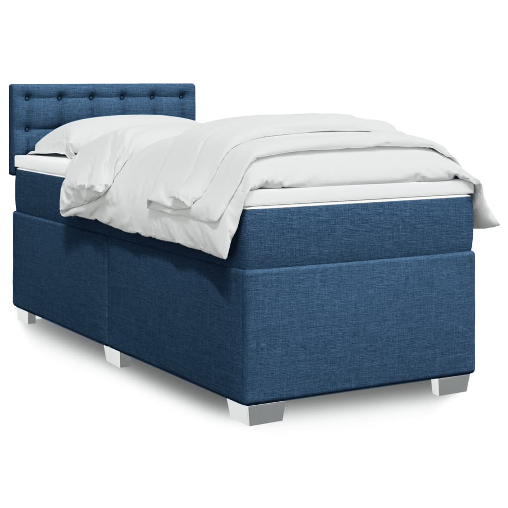 Boxspringbett mit Matratze Blau 100×200 cm Stoff