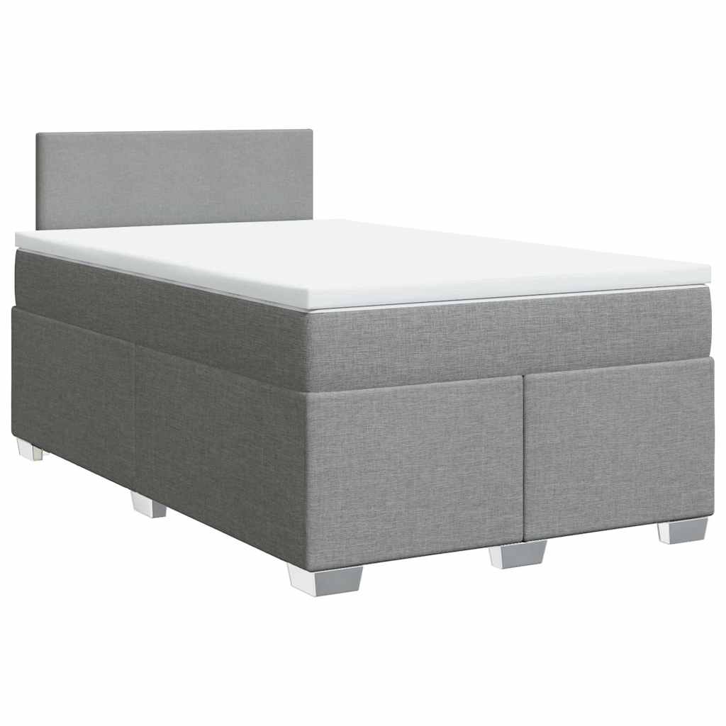 vidaXL Pat box spring cu saltea, gri deschis, 120x190 cm, textil
