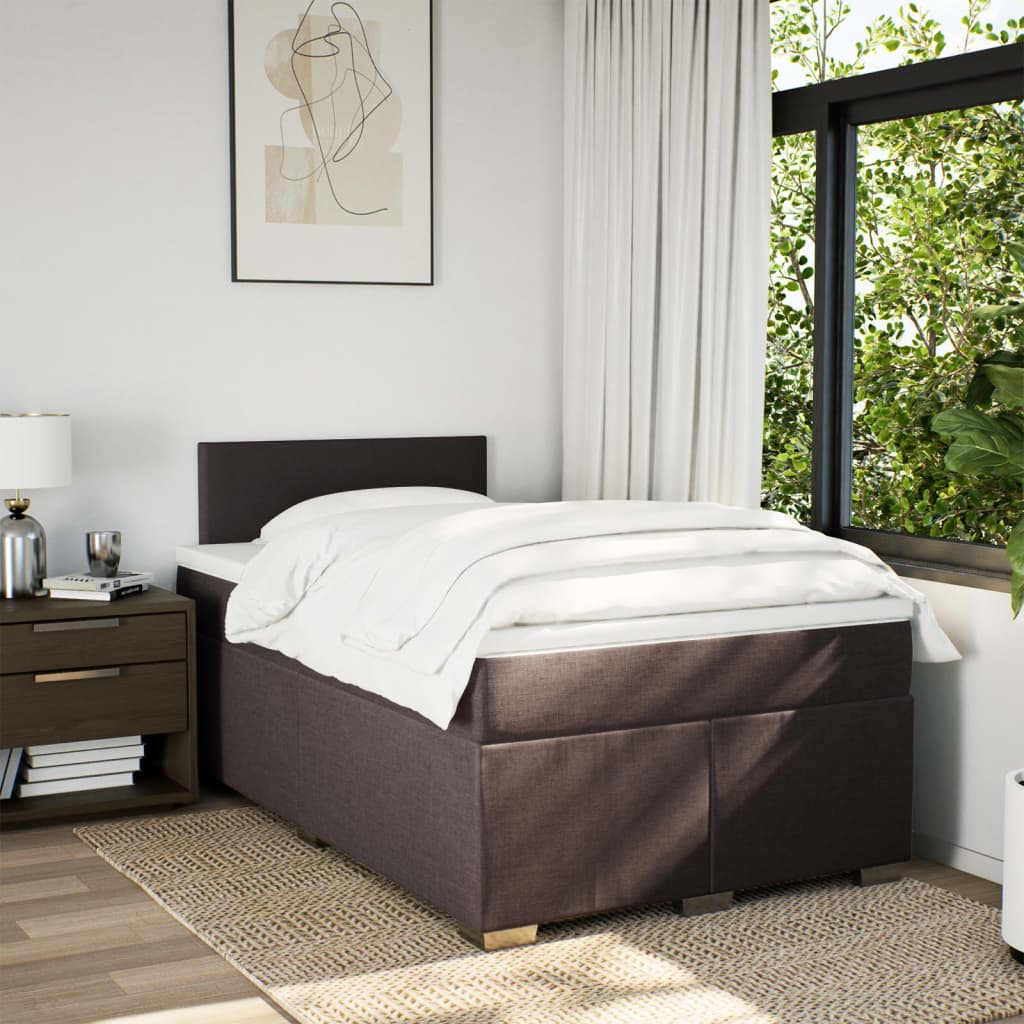 vidaXL Boxspring met matras stof donkerbruin 120x190 cm afbeelding