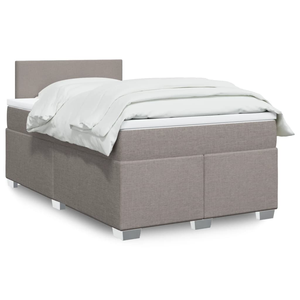 vidaXL Boxspringbett mit Matratze Taupe 120x190 cm Stoff