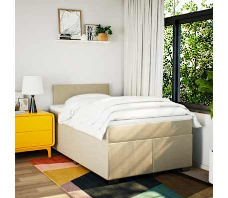 vidaXL Giroletto a Molle con Materasso Crema 120x190 cm in Tessuto