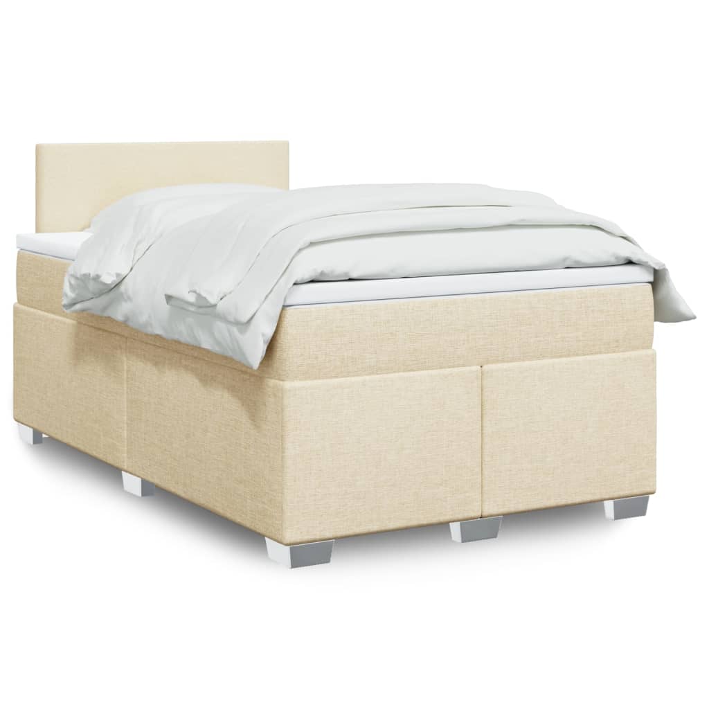 Boxspringbett mit Matratze Creme 120×190 cm Stoff