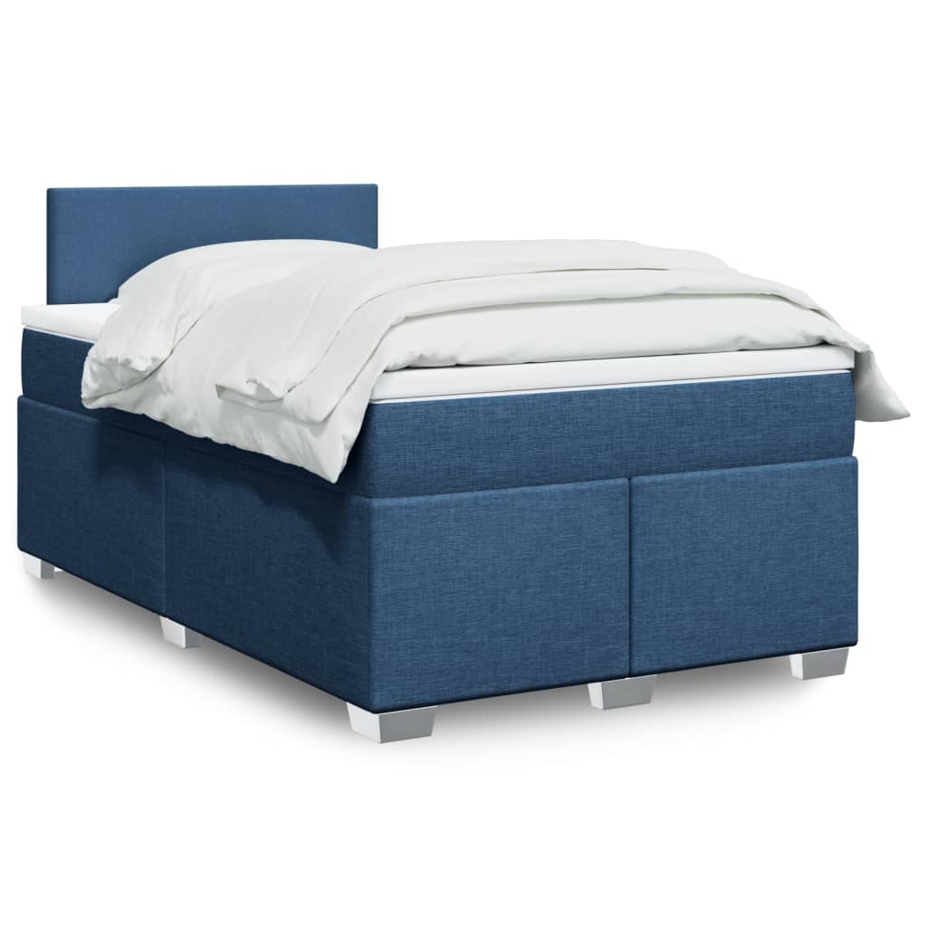 vidaXL Boxspringbett mit Matratze Blau 120x190 cm Stoff