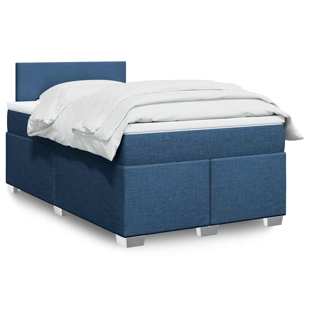 Kontinentalseng med madras og topmadras 120×190 cm - blå stof