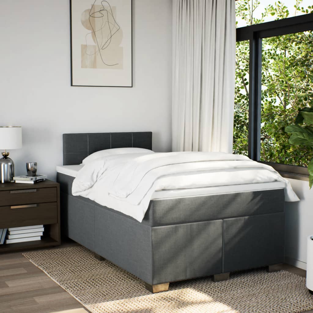 vidaXL Boxspring met matras stof donkergrijs 120x190 cm afbeelding