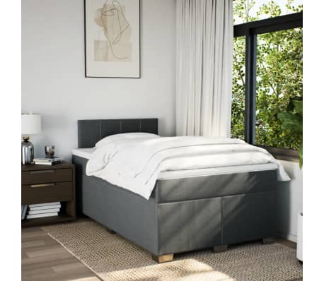 vidaXL Giroletto a Molle con Materasso Grigio Scuro 120x190cm Tessuto