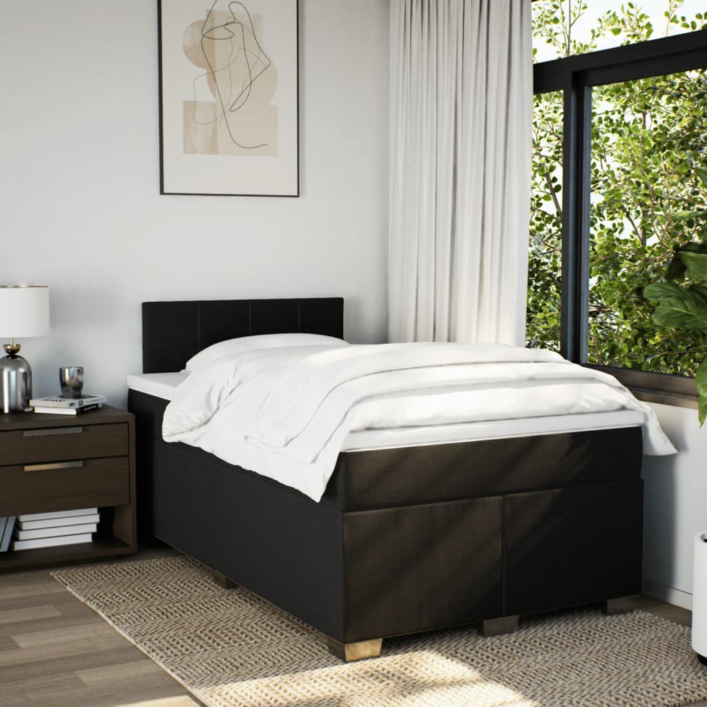 vidaXL Boxspring met matras stof zwart 120x190 cm afbeelding