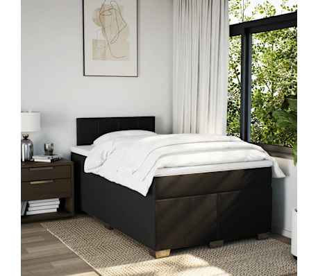 vidaXL atsperu gulta ar matraci, melns audums, 120x190 cm