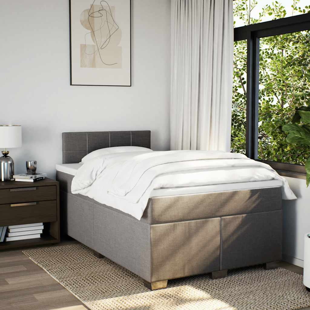 vidaXL Boxspring met matras stof taupe 120x190 cm afbeelding